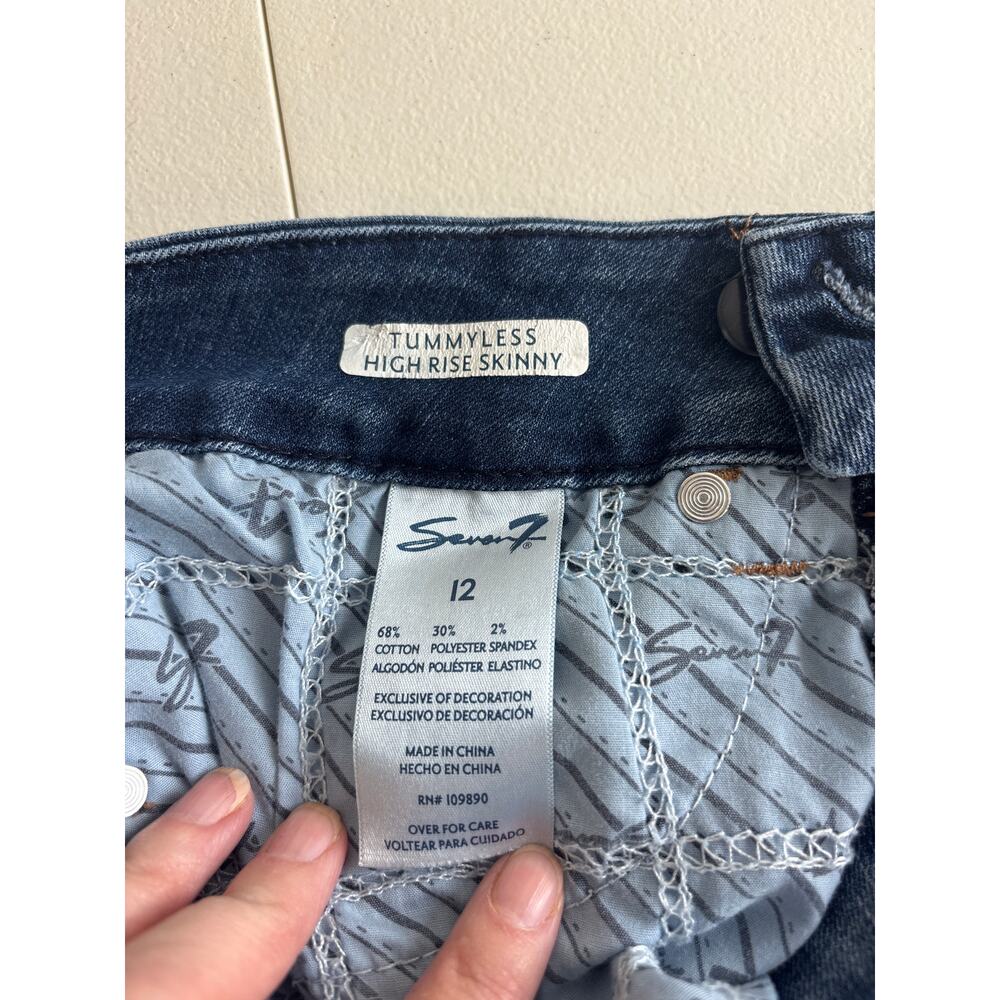 Seven7 Jeans Tummyless High Rise Skinny Medium Wash Color: Friday Size 12 - Picture 7 of 10